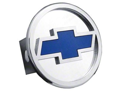 Chevrolet Hitch Cover; Chrome/Blue Fill (Universal; Some Adaptation May Be Required)