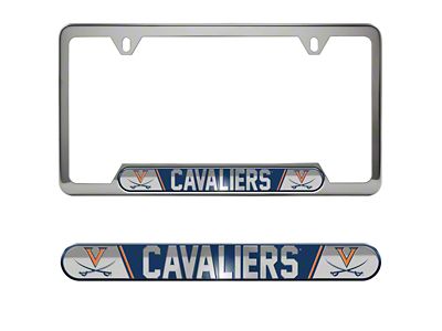 Embossed License Plate Frame with University of Virginia Logo; Chrome (Universal; Some Adaptation May Be Required)