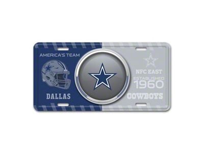 Embossed Metal License Plate with Dallas Cowboys Logo; Navy / Gray (Universal; Some Adaptation May Be Required)