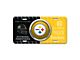 Embossed Metal License Plate with Pittsburgh Steelers Logo; Black / Yellow (Universal; Some Adaptation May Be Required)