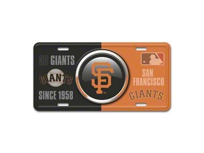 Embossed Metal License Plate with San Francisco Giants Logo; Black / Orange (Universal; Some Adaptation May Be Required)