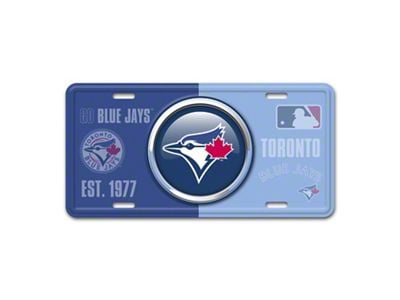 Embossed Metal License Plate with Toronto Blue Jays Logo; Royal / Light Blue (Universal; Some Adaptation May Be Required)