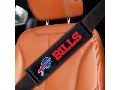 Embroidered Seatbelt Pads with Buffalo Bills Logo; Black (Universal; Some Adaptation May Be Required)