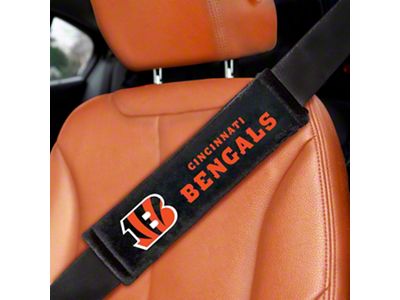 Embroidered Seatbelt Pads with Cincinnati Bengals Logo; Black (Universal; Some Adaptation May Be Required)