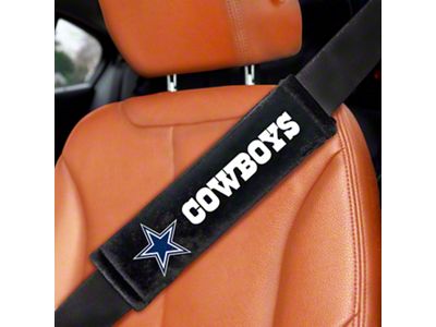 Embroidered Seatbelt Pads with Dallas Cowboys Logo; Black (Universal; Some Adaptation May Be Required)