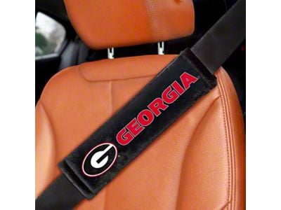 Embroidered Seatbelt Pads with Georgia Logo; Black (Universal; Some Adaptation May Be Required)