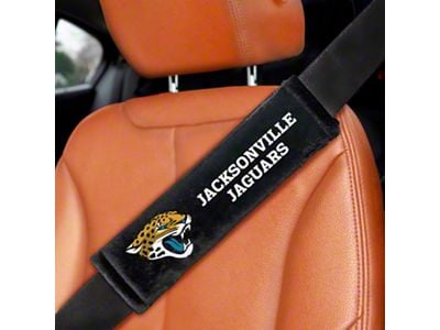 Embroidered Seatbelt Pads with Jacksonville Jaguars Logo; Black (Universal; Some Adaptation May Be Required)