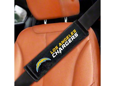 Embroidered Seatbelt Pads with Los Angeles Chargers Logo; Black (Universal; Some Adaptation May Be Required)