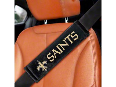 Embroidered Seatbelt Pads with New Orleans Saints Logo; Black (Universal; Some Adaptation May Be Required)