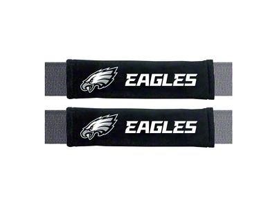 Embroidered Seatbelt Pads with Philadelphia Eagles Logo; Black (Universal; Some Adaptation May Be Required)