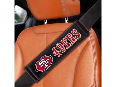 Embroidered Seatbelt Pads with San Francisco 49ers Logo; Black (Universal; Some Adaptation May Be Required)