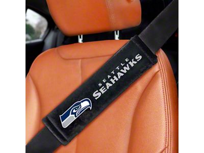 Embroidered Seatbelt Pads with Seattle Seahawks Logo; Black (Universal; Some Adaptation May Be Required)