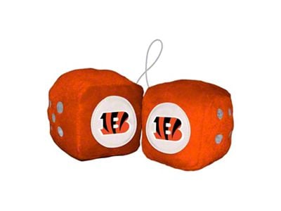 Fuzzy Dice with Cincinnati Bengals Logo; Orange (Universal; Some Adaptation May Be Required)