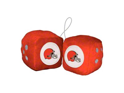 Fuzzy Dice with Cleveland Browns Logo; Orange (Universal; Some Adaptation May Be Required)