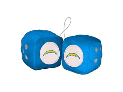 Fuzzy Dice with Los Angeles Chargers Logo; Blue (Universal; Some Adaptation May Be Required)