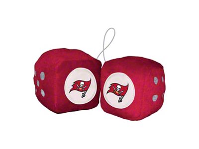 Fuzzy Dice with Tampa Bay Buccaneers Logo; Red (Universal; Some Adaptation May Be Required)