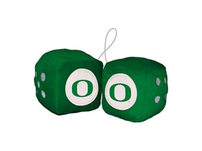 Fuzzy Dice with University of Oregon Logo; Green (Universal; Some Adaptation May Be Required)