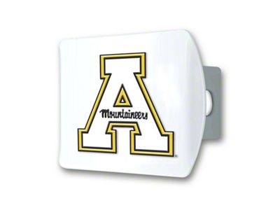 Hitch Cover with Appalachian State Logo; White (Universal; Some Adaptation May Be Required)