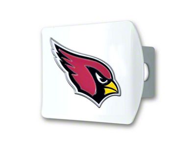 Hitch Cover with Arizona Cardinals Logo; White (Universal; Some Adaptation May Be Required)