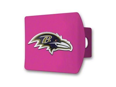 Hitch Cover with Baltimore Ravens Logo; Pink (Universal; Some Adaptation May Be Required)