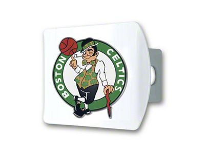 Hitch Cover with Boston Celtics Logo; White (Universal; Some Adaptation May Be Required)