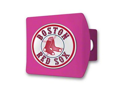 Hitch Cover with Boston Red Sox Logo; Pink (Universal; Some Adaptation May Be Required)