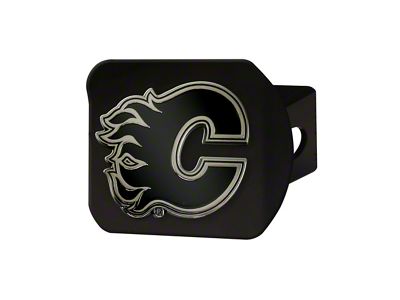 Hitch Cover with Calgary Flames Logo; Black (Universal; Some Adaptation May Be Required)