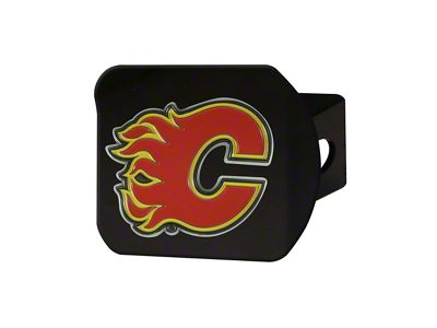 Hitch Cover with Calgary Flames Logo; Black (Universal; Some Adaptation May Be Required)