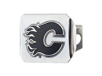 Hitch Cover with Calgary Flames Logo; Chrome (Universal; Some Adaptation May Be Required)