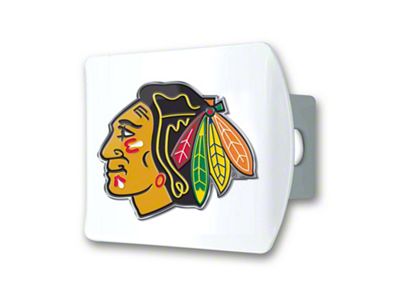 Hitch Cover with Chicago Blackhawks Logo; White (Universal; Some Adaptation May Be Required)