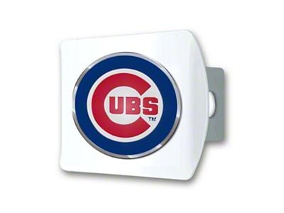 Hitch Cover with Chicago Cubs Logo; White (Universal; Some Adaptation May Be Required)