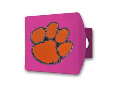 Hitch Cover with Clemson Logo; Pink (Universal; Some Adaptation May Be Required)