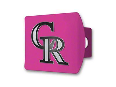 Hitch Cover with Colorado Rockies Logo; Pink (Universal; Some Adaptation May Be Required)