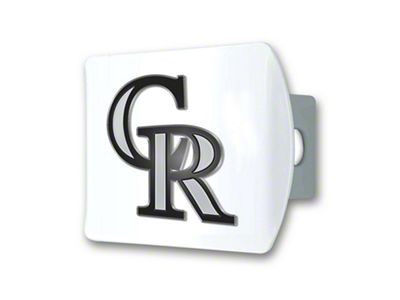 Hitch Cover with Colorado Rockies Logo; White (Universal; Some Adaptation May Be Required)