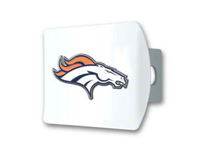 Hitch Cover with Denver Broncos Logo; White (Universal; Some Adaptation May Be Required)