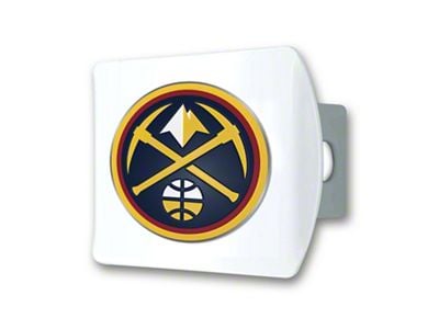 Hitch Cover with Denver Nuggets Logo; White (Universal; Some Adaptation May Be Required)