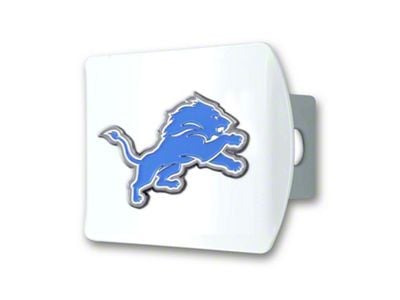 Hitch Cover with Detroit Lions Logo; White (Universal; Some Adaptation May Be Required)