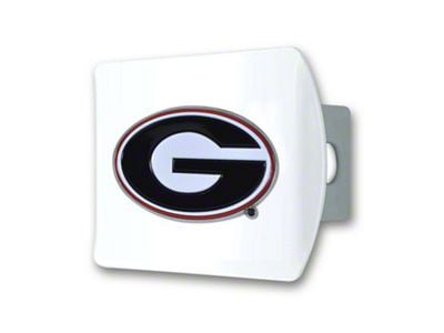 Hitch Cover with Georgia Logo; White (Universal; Some Adaptation May Be Required)