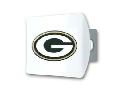 Hitch Cover with Green Bay Packers Logo; White (Universal; Some Adaptation May Be Required)