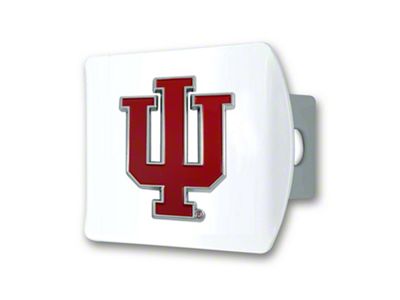 Hitch Cover with Indiana Logo; White (Universal; Some Adaptation May Be Required)