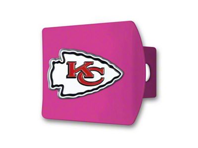 Hitch Cover with Kansas City Chiefs Logo; Pink (Universal; Some Adaptation May Be Required)