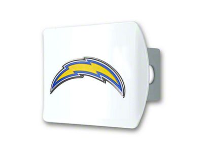 Hitch Cover with Los Angeles Chargers Logo; White (Universal; Some Adaptation May Be Required)