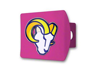 Hitch Cover with Los Angeles Rams Logo; Pink (Universal; Some Adaptation May Be Required)