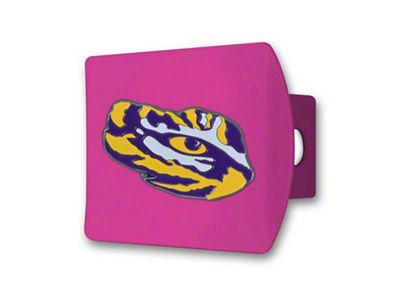 Hitch Cover with LSU Logo; Pink (Universal; Some Adaptation May Be Required)