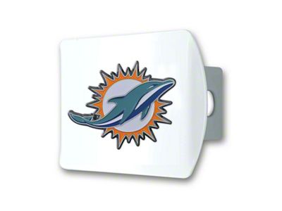 Hitch Cover with Miami Dolphins Logo; White (Universal; Some Adaptation May Be Required)