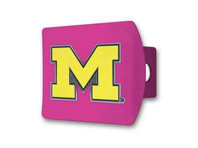 Hitch Cover with Michigan Logo; Pink (Universal; Some Adaptation May Be Required)