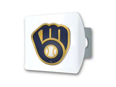 Hitch Cover with Milwaukee Brewers Logo; White (Universal; Some Adaptation May Be Required)