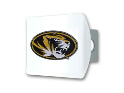 Hitch Cover with Missouri Logo; White (Universal; Some Adaptation May Be Required)