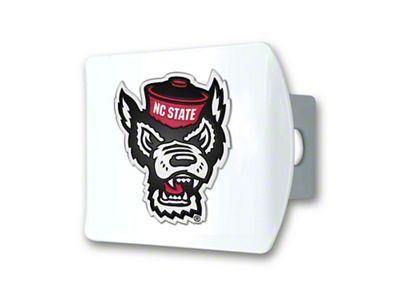 Hitch Cover with NC State Logo; White (Universal; Some Adaptation May Be Required)