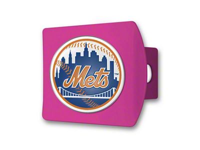 Hitch Cover with New York Mets Logo; Pink (Universal; Some Adaptation May Be Required)